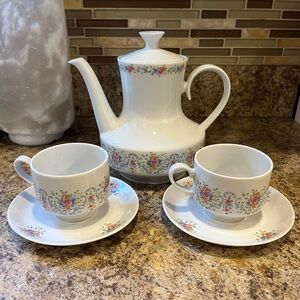Vintage Winterling Dainty Floral Teapot & Tea Cups and Saucers Set of 2 Bavaria